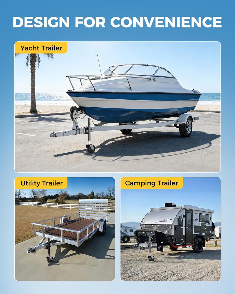 KYX 2200 Lbs Boat Trailer Jack with 6 Inch Dual Wheel, 10.2" Vertical Lift, Heavy Duty Swivel Tongue Jack for RV, Boat, Horse & Utility Trailers