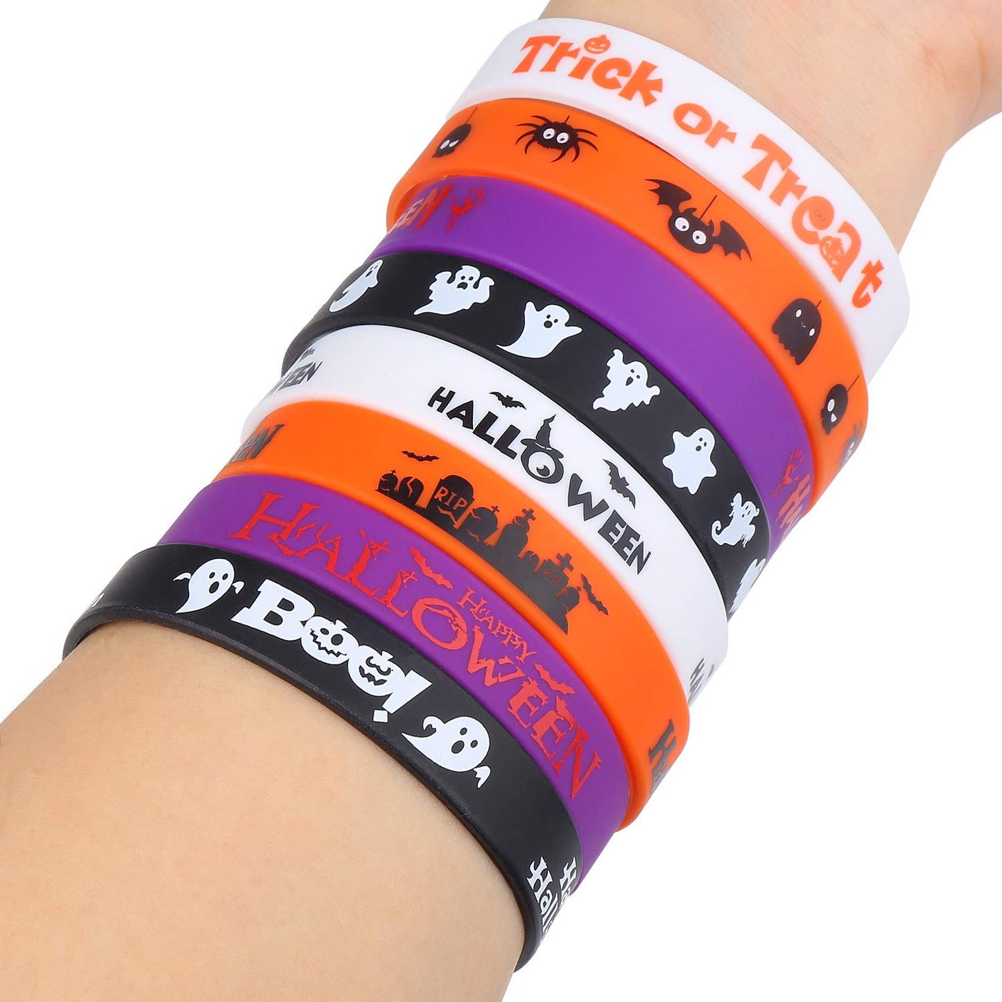 DIYASY Halloween Silicone Wristbands,40 Pcs Rubber Bracelets Halloween Party Favor Trick or Treat Gifts and Goodie Bag Fillers