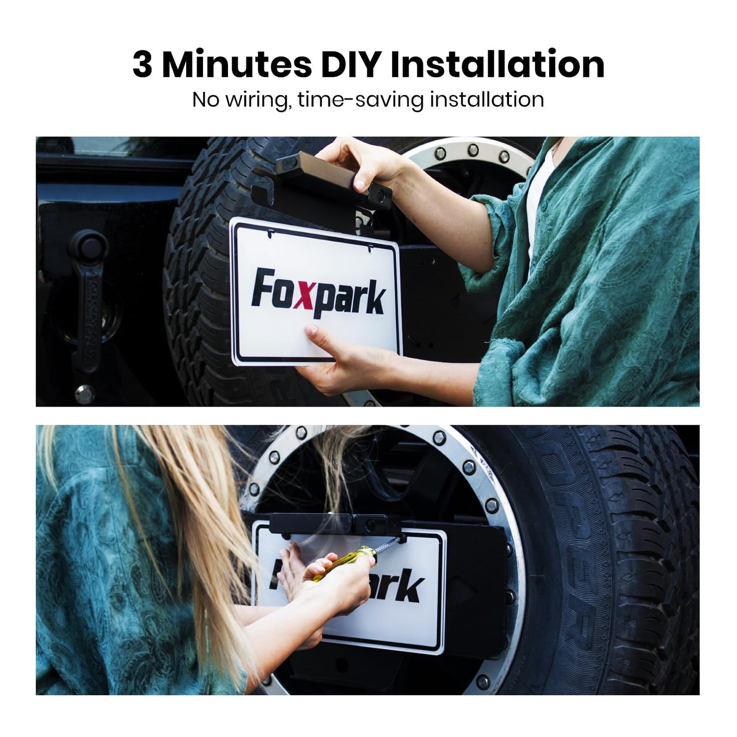 Foxpark Solar Wireless Backup Camera, 1080P 5'' Monitor Back Up Camera Systems Wireless, 3 Mins DIY Installation, Reverse Camera for Car, Truck, Van, RV