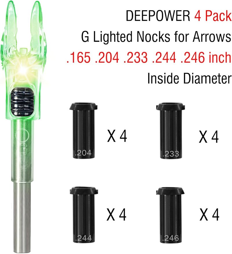 DEEPOWER Lighted Nocks for Arrows - 4/9 PCS with ON/OFF Switch | Fits .165-.246 Inch Diameter