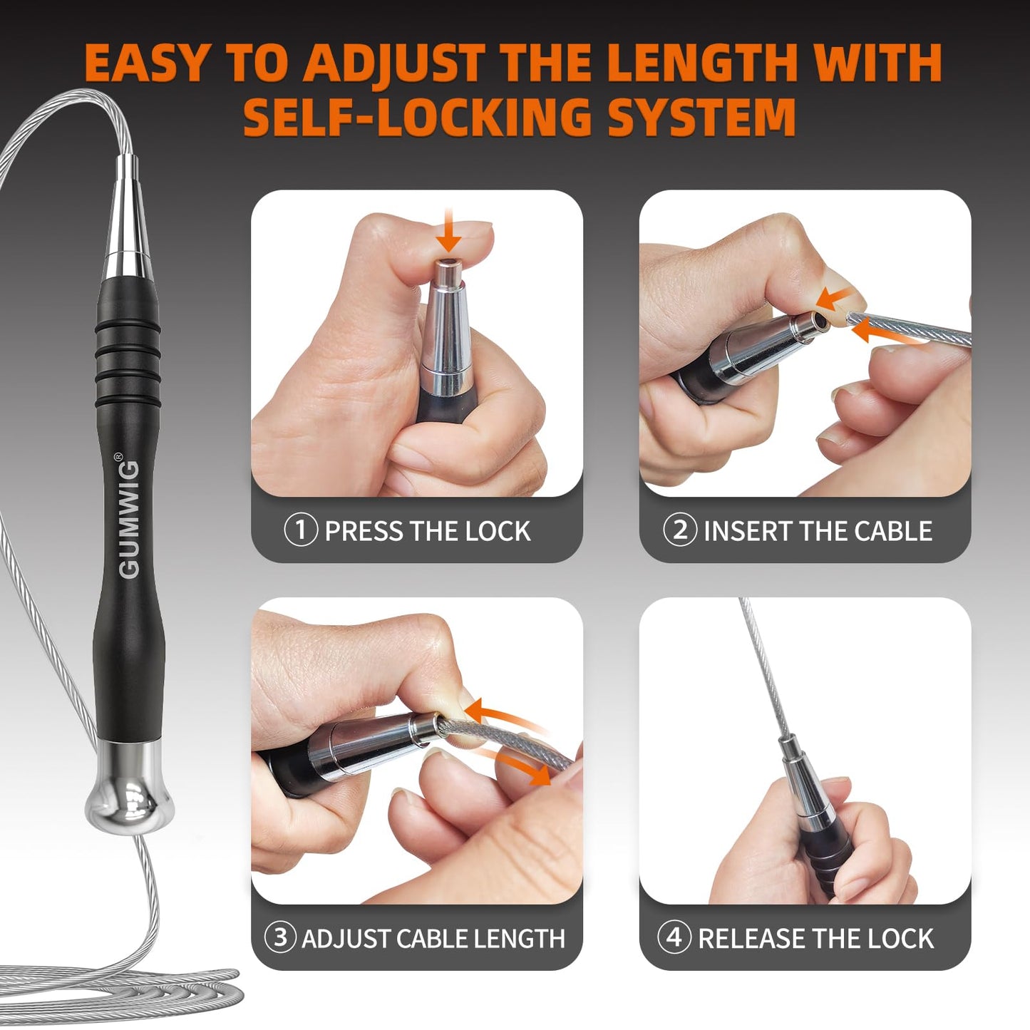 Gumwig Speed Jump Rope, Removable Weighted Double Under Jumping Rope for Men, Trainning Skipping Rope for Women, Easy to Adjust Length with a Self-Locking System, Crossfit Fitness for Adults Kids