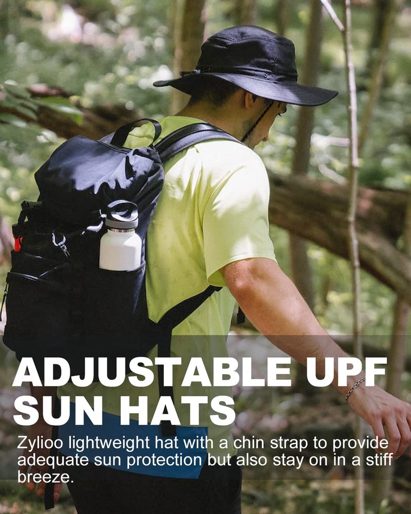 Zylioo Large UPF 50+ Sun Hat for Men & Women, Lightweight Adjustable Boonie Hat, Foldable Cooling Safari Fishing Hat