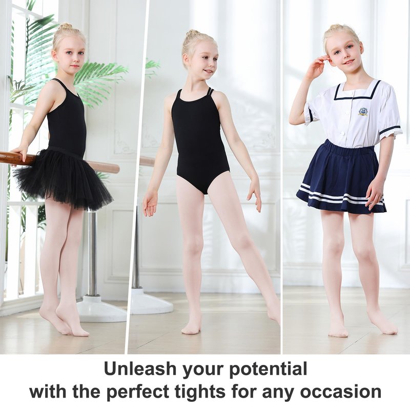 DIPUG Ballet Tights for Girls Dance Tights Toddler Thick Soft Footed Kids Pink Stockings Size 5t 6 7 8, 1 Pack