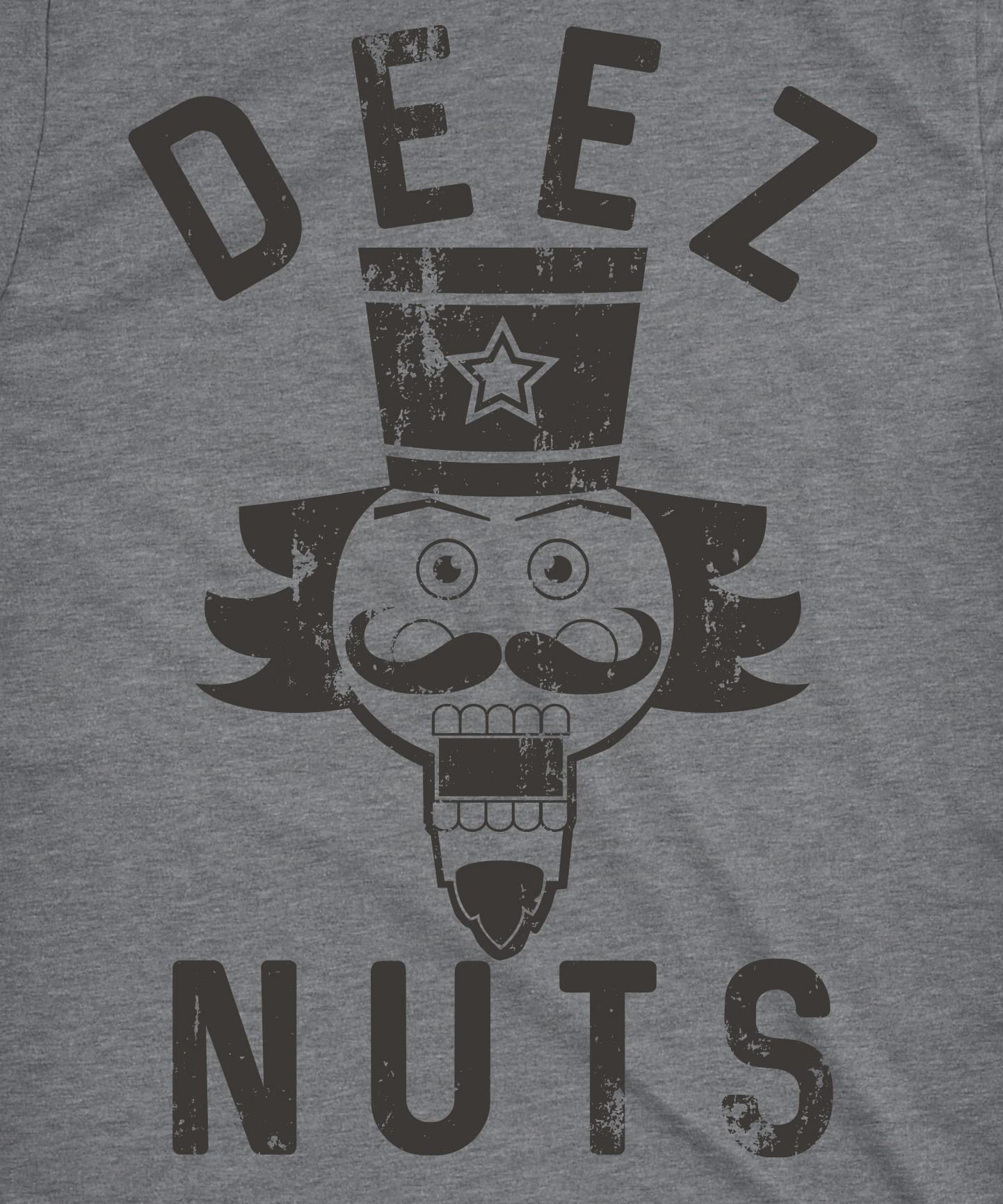 Crazy Dog Mens Holiday Novelty T Shirt Deez Nuts Funny Nutcracker Christmas Pun Shirt Meme Cringe Bro Ugly Sweater Party Tee Dark Heather Grey L