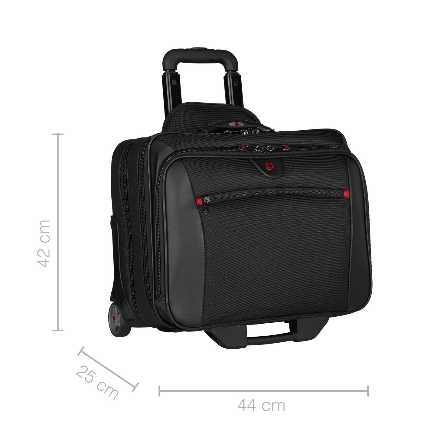 WENGER Potomac 2-TLG Laptop Trolley for up to a 17” Notebook, removable 15” Laptop Bag, 23 l, Women Men, Office Business Travel, Black, 600661