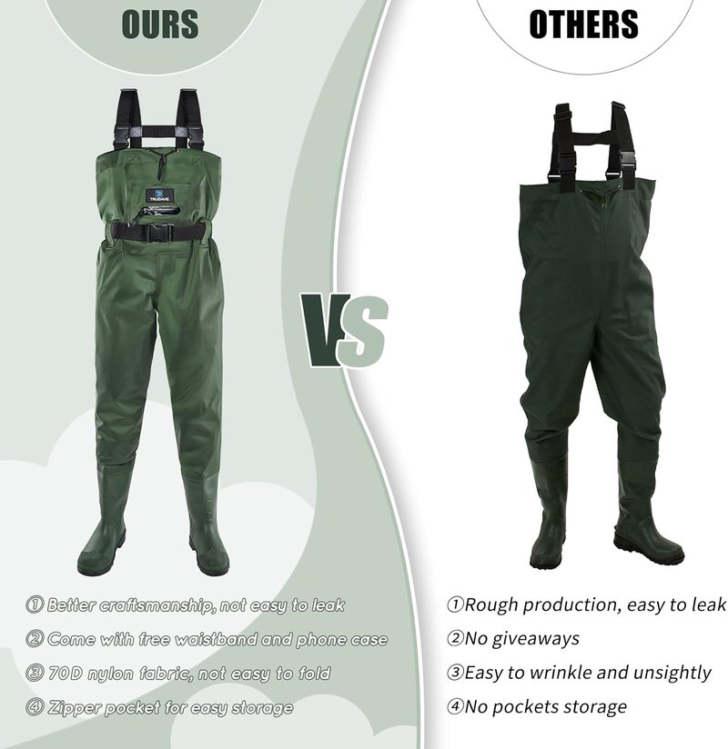Trudave Chest Waders for Kids - Waterproof & Lightweight Youth Fishing Gear | Perfect for Hunting