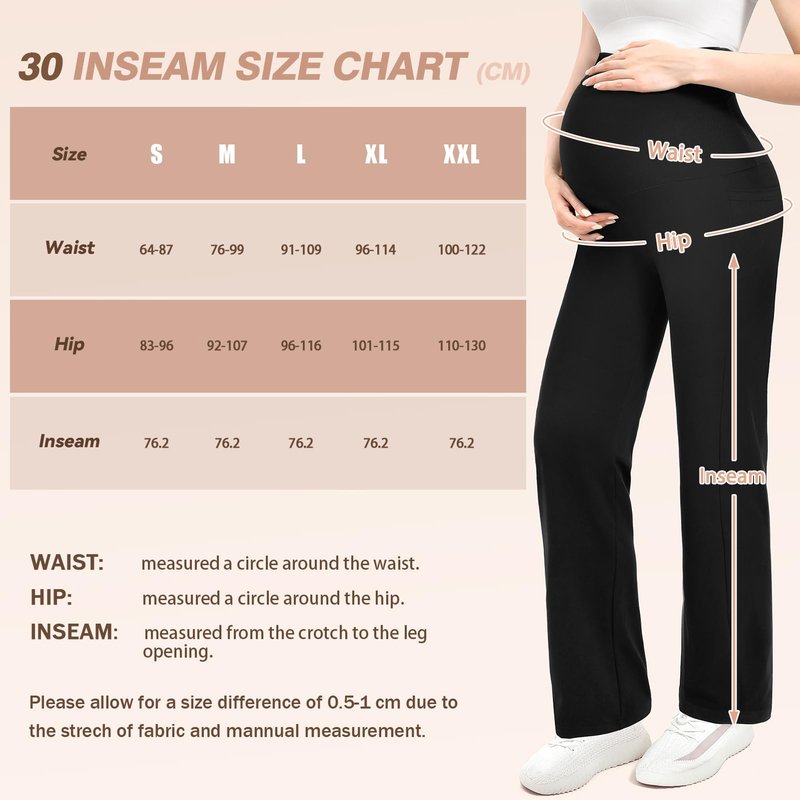 Leafigure Maternity Pants with Pockets Over The Belly Lounge Wide Leg Yoga Pants for Women Pregnancy Black L