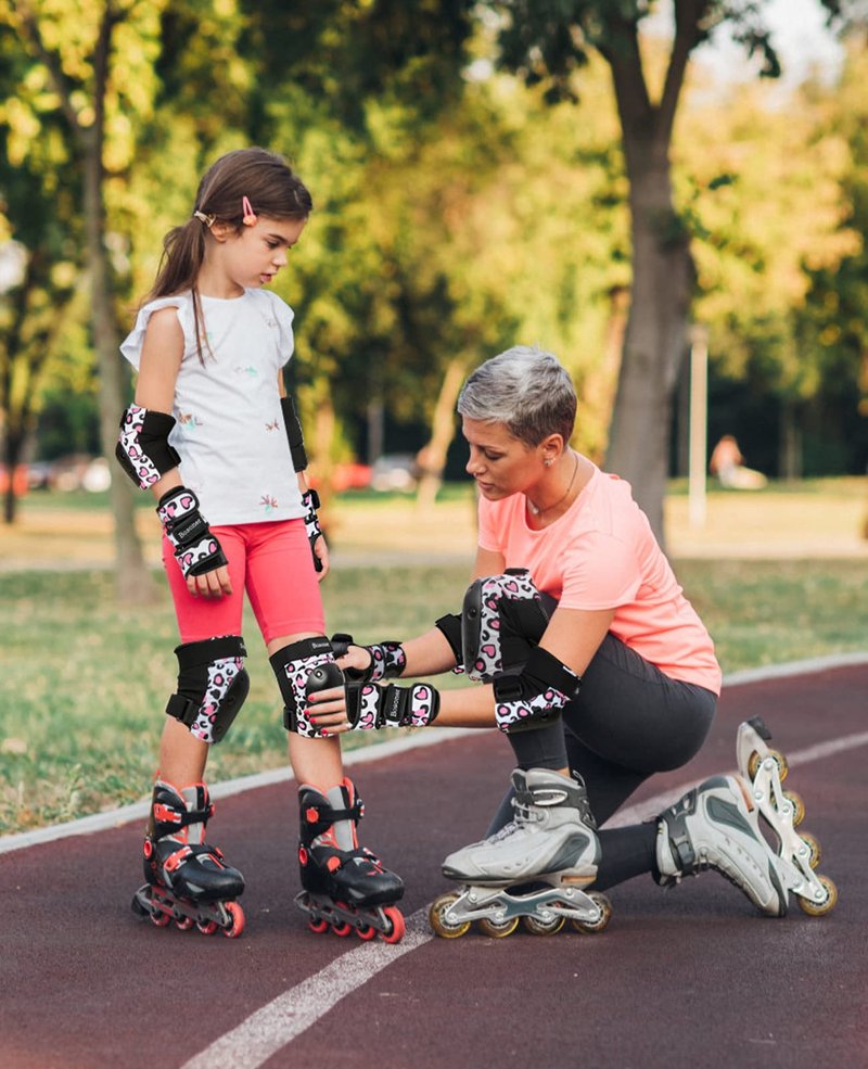 BOSONER Adult/Women/Kid Knee Pads Elbow Pads Wrist Guard 6 in 1 Protective Gear Set for Skating Skate Skateboarding BMX Bicycle Inline Roller for Men Women Child Kids