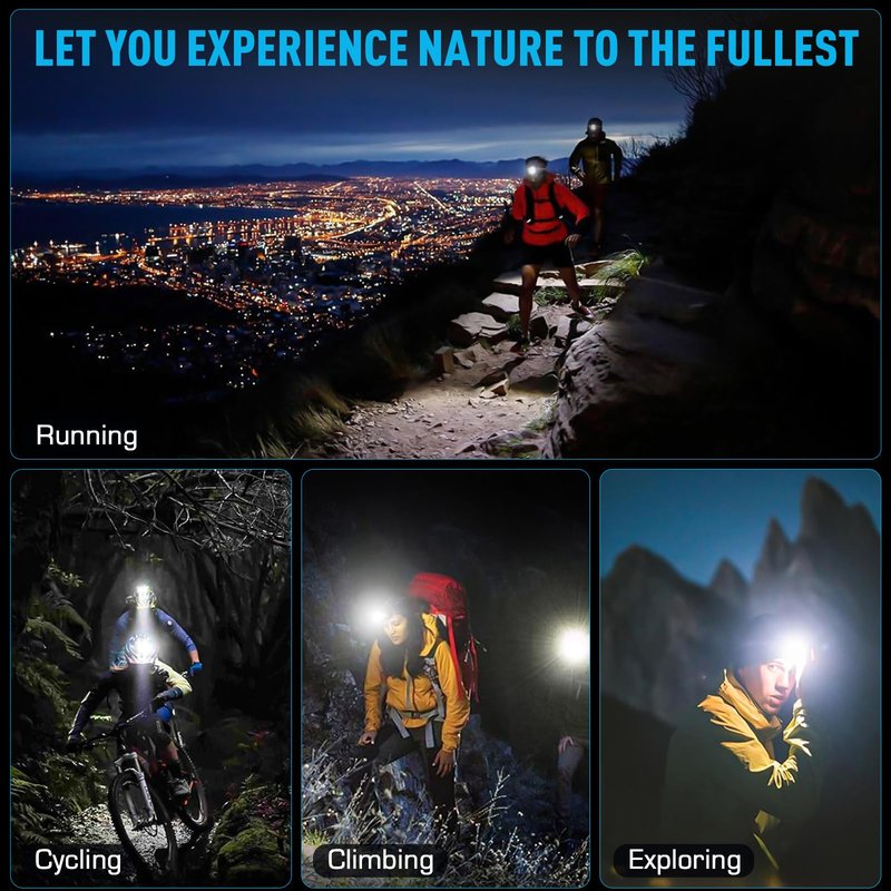 LED Headlamp Rechargeable 99000 High Lux, 9000mAh Long Battery Head Lamp with 12 Modes, IPX7 Waterproof USB Rechargeable Headlight, Zoomable Headlamp for Adults, 90° Adjustable for Camping Hunting