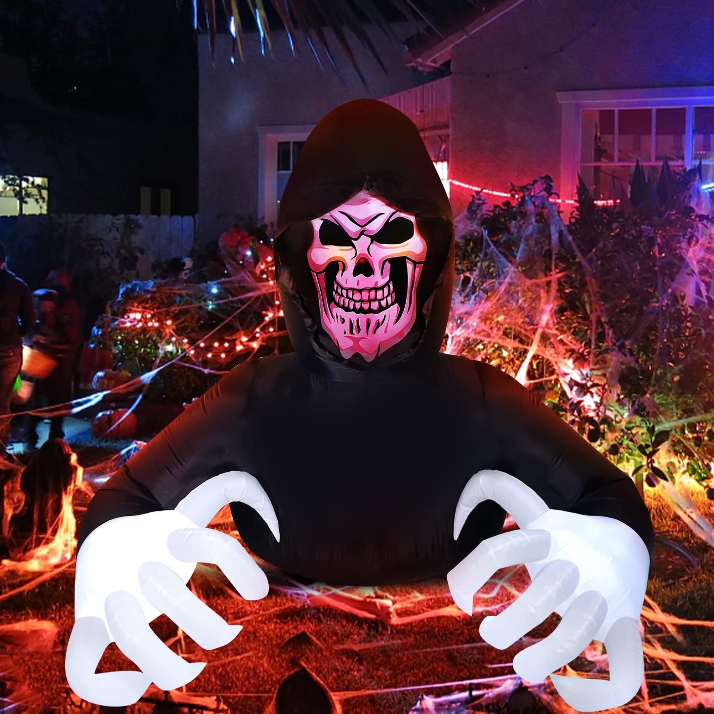 8 FT Length Halloween Inflatable Grim Reaper Halloween Decorations Halloween Outdoor Blow Up Yard for Halloween Outdoor Yard Decorations, Garden, Lawn,Indoor