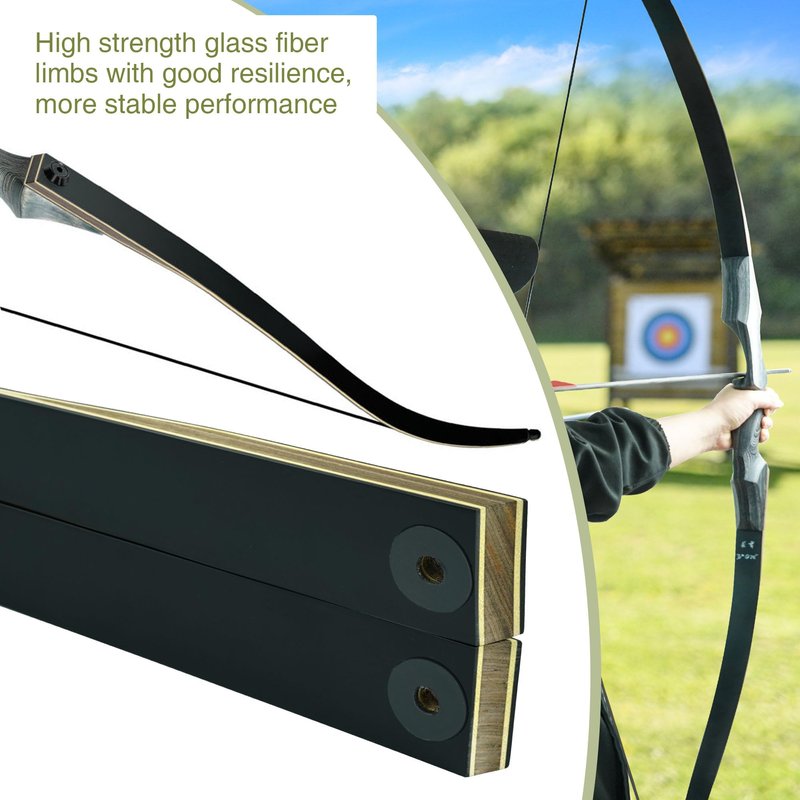 Black Hunter Takedown Recurve Bow, 60" Right Handed with Ergonomic Design for Outdoor Training Practice (60 lb, Right Hand)