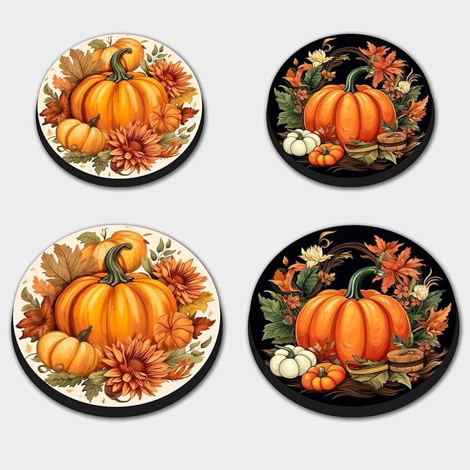Autumn Pumpkin Electric Stove Burner Covers,4 Pcs Halloween Decor Round Stove Burner Cover,8 Inches and 10 Inches,Gas Stove Burner Cover,Metal Cooktop Fall Pumpkin Decorative Home Decor,Kitchen Decor