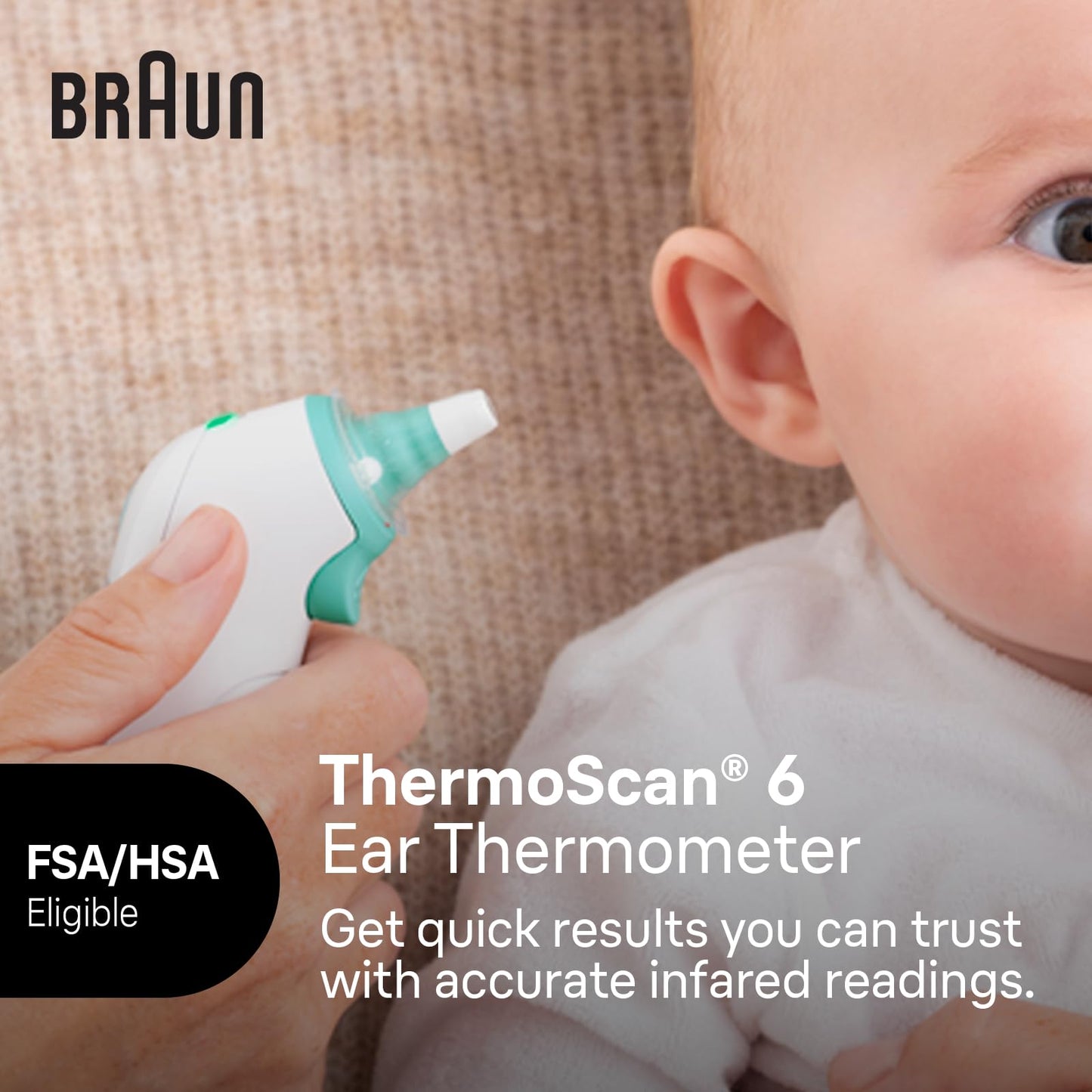 Braun ThermoScan 6 Ear Thermometer with Color-Coded Digital Display, ExacTemp Stability Indicator, Baby and Infant Friendly, No. 1 Brand Recommended by Pediatricians, IRT6515