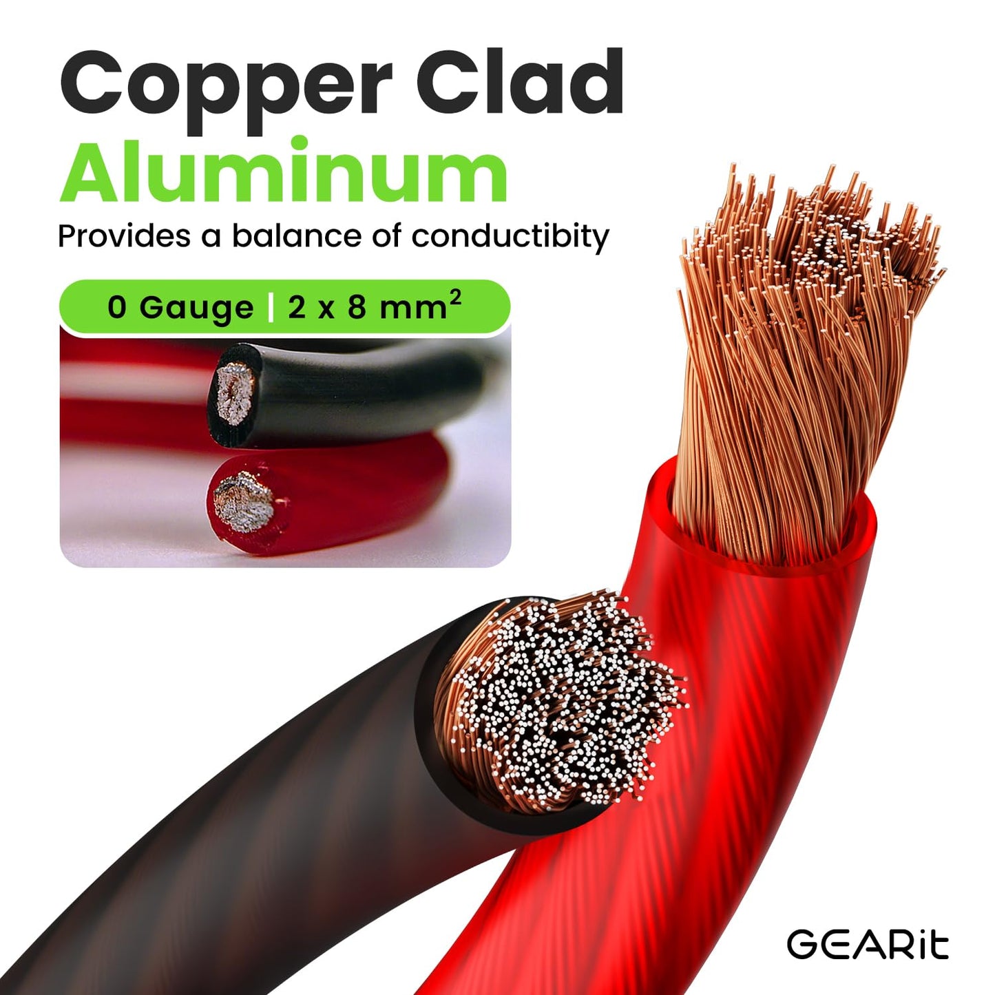 GearIT 1/0 Gauge 25ft Black/Red CCA Wire - For Car Audio, RV, Trailer, Amp, Electrical