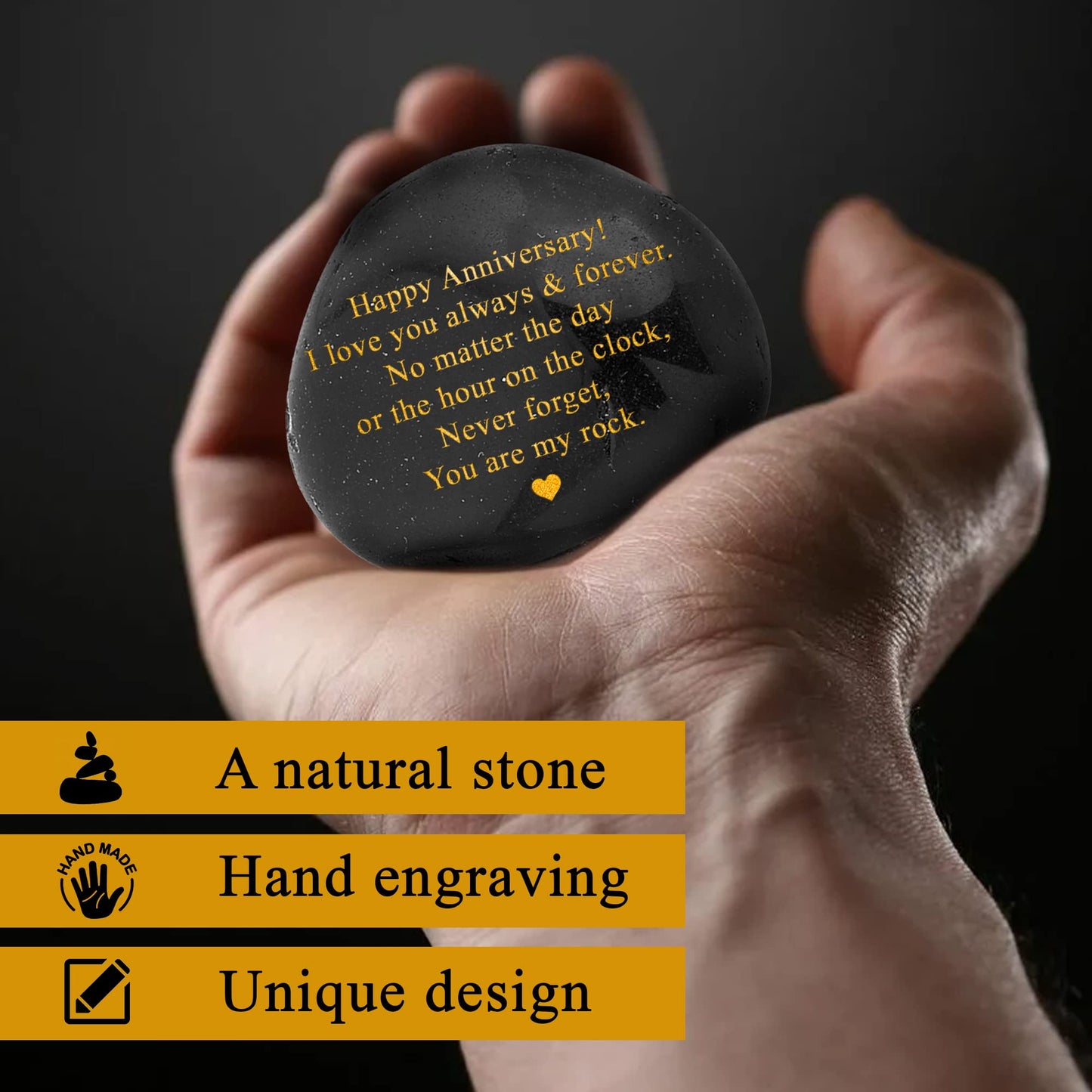 Happy Anniversary Decorative Stones Rock - Heartwarming You are My Rock Wedding Presents, Inspiring Anniversaries Keepsake for Her, Decorative Accessories Anniversary Present for Him