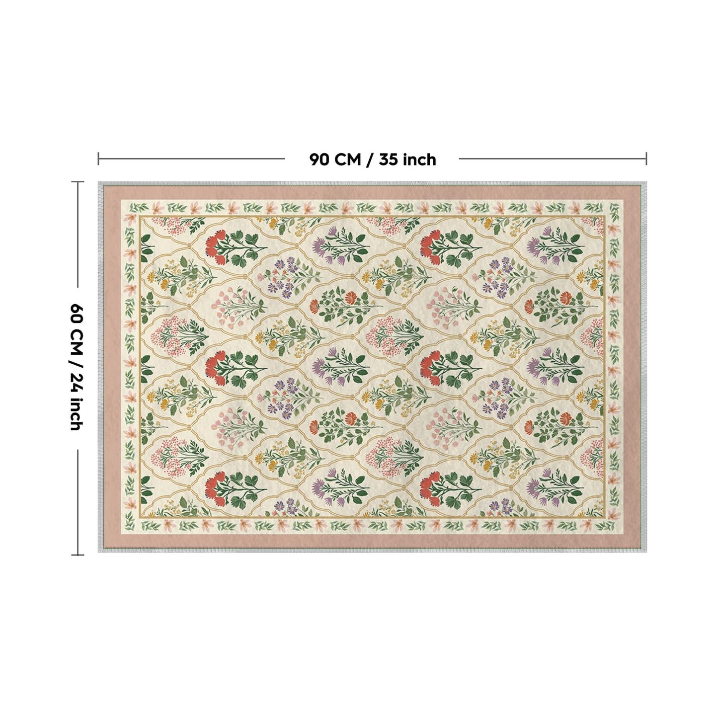 Artoid Mode Beige Diamond Check Flower Spring Door Mat, Summer Home Decor Low-Profile Non-Slip Washable Throw Rug for Kitchen Entryway Front Door Bedroom Bathroom 2x3 Feet