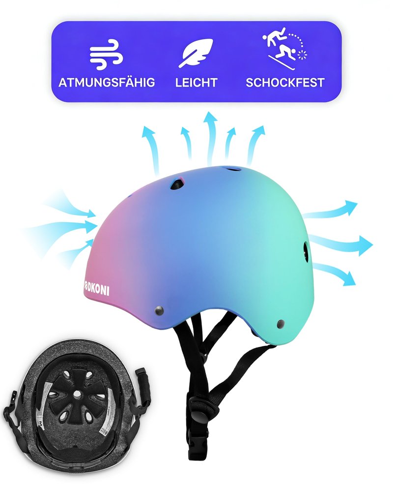 Kids Bike Helmet, Adjustable and Multi-Sport, from Toddler to Youth, 3 Sizes (Small:18.9-20.5inch)