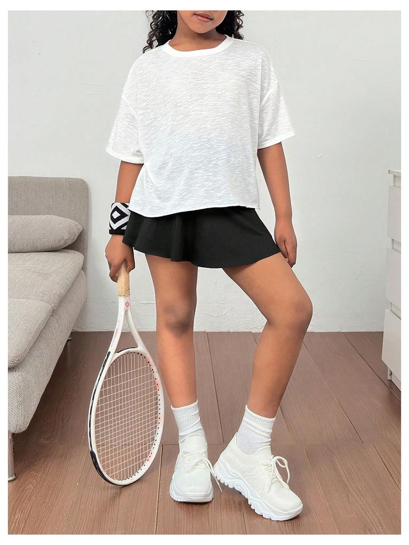 SOLY HUX Girl's Open Back Workout Tops Cute Short Sleeve Shirt Running Athletic T Shirts Summer Clothes Plain White 9Y