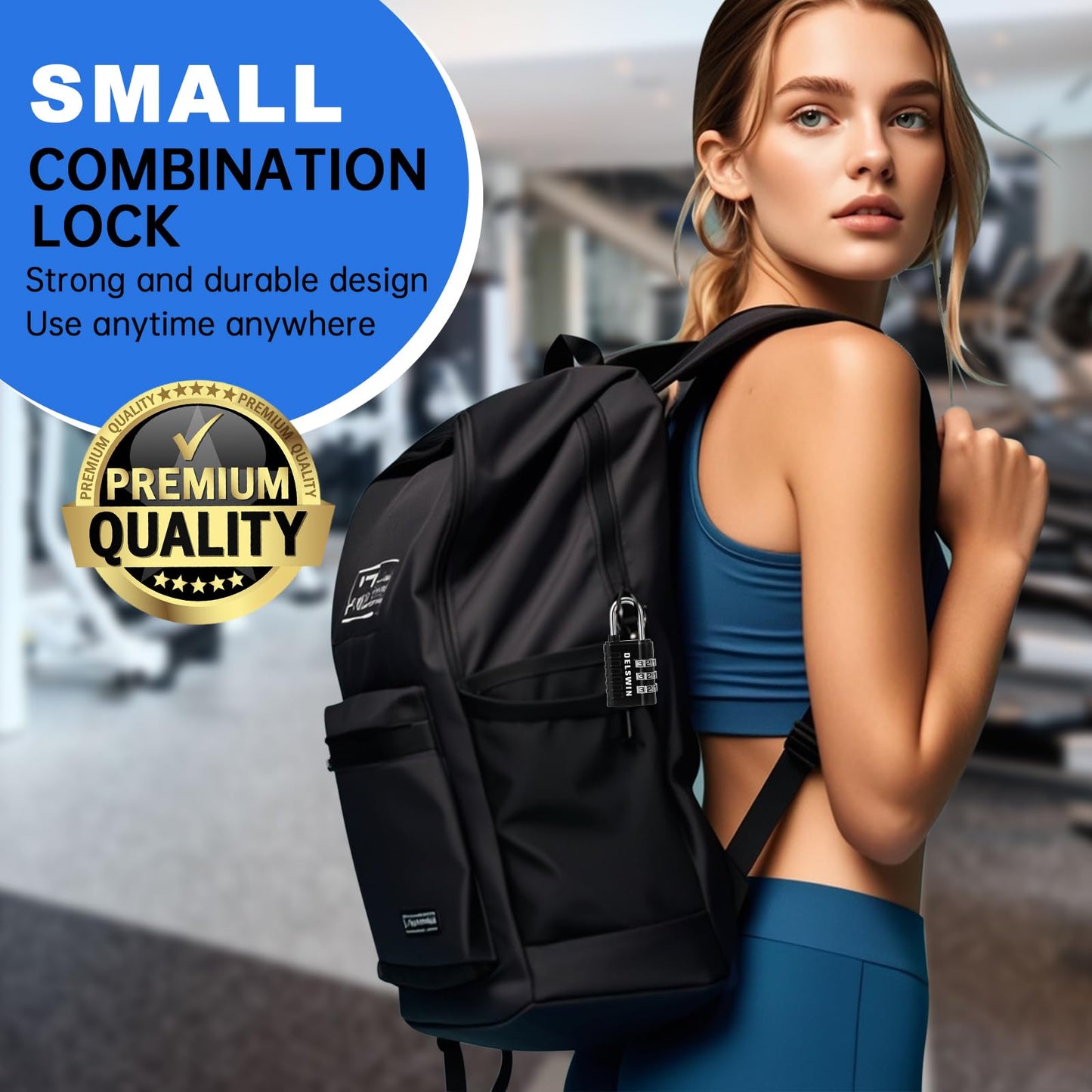 DELSWIN Combination Lock 3-Digit Small Padlock - 4Pcs Resettable Combo Lock for School Gym Locker, Outdoor, Fence, Gate, Waterproof Luggage Locks for Travel Backpack