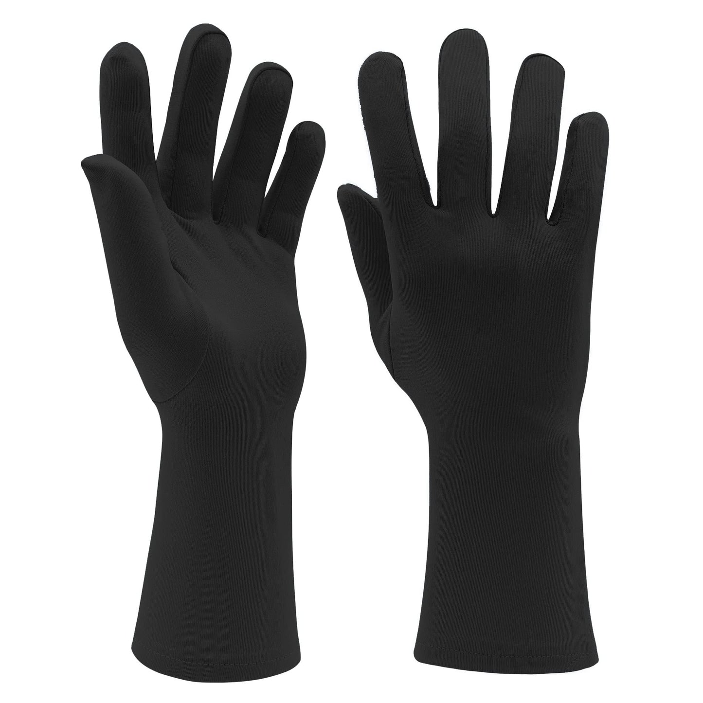Aniler Men's and Women's Wrist Length Stretchy Gloves Spandex Wedding Party Banquet Costume Short Gloves (One Size, Black)