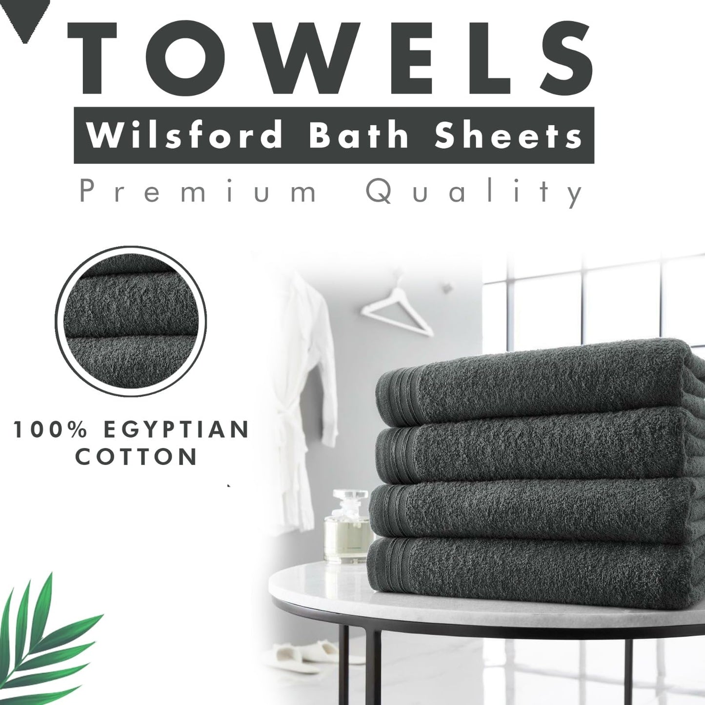 Lions Bath Towels - Set of 4 Bathroom Bath Sheets, 100% Luxury Cotton, 500 GSM 75X135CM, Highly Absorbent and Quick Dry Extra Large Towel, Accessory Set, Charcoal