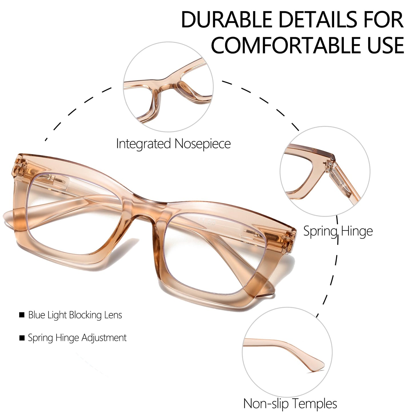 FSRTEP Oprah Style Readers for Women - 3 Pack Stylis Style Reading Glasses with Blue Light Blocking and Spring Hinge HBK +1.75