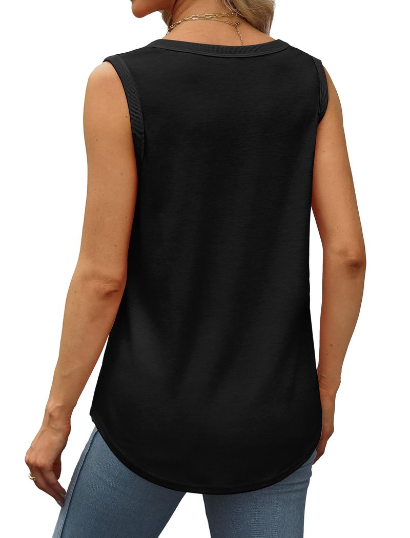 Saloogoe Womens Tank Tops Summer Trendy 2025 Spring Basic Sleeveless Tops Fashion Beach Vacation School Outfits for Teachers Clothes Cruise Black XL