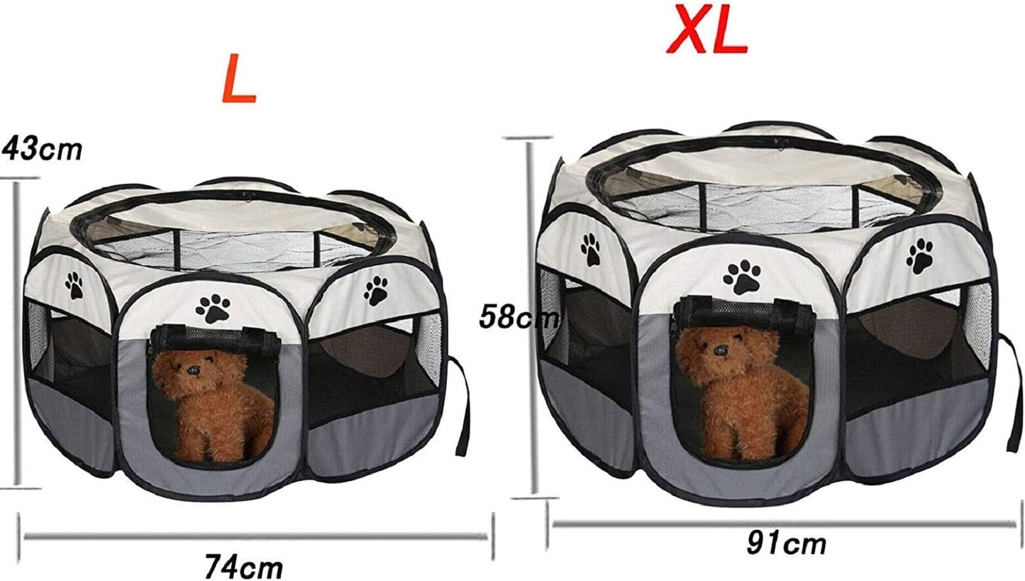 Youyijia Portable Pet Playpen Puppy Playpen Pet Dog Cat Playpen Cage Crate 91 x 91 x 58cm Soft Fabric Foldable Pet Indoor Outdoor for Rabbit Hamster Guinea Pig Gray