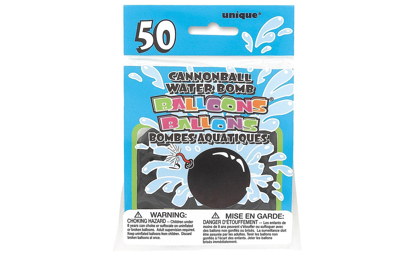 Cannonball-Shaped Black Water Bomb Balloons, 50 Count - Perfect for Epic Summer Battles & Outdoor Fun