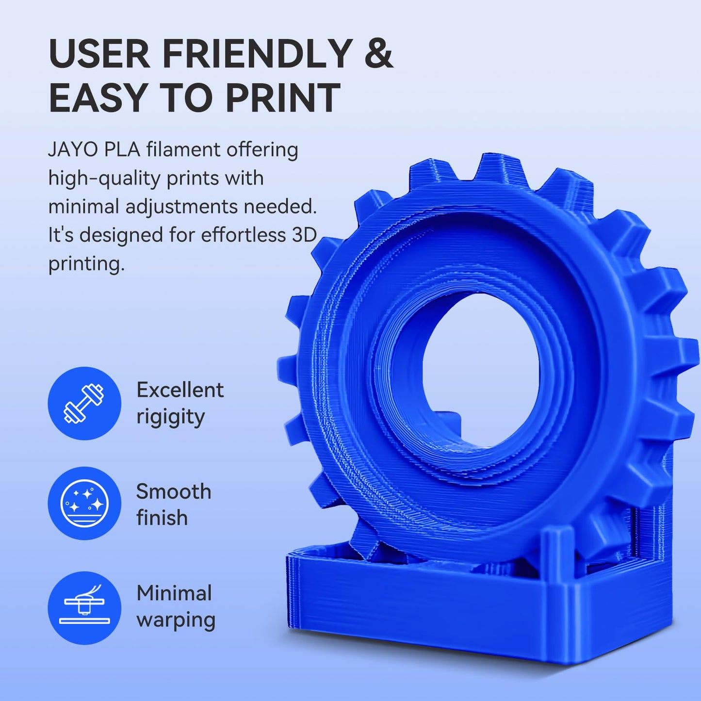 JAYO PLA 1.75mm 1.1KG, Smooth 3D Printer Filament, +/- 0.02mm Accuracy, Neatly Wound, Fits Most FDM Printers, 1.1KG Spool (2.42 LBS), Black