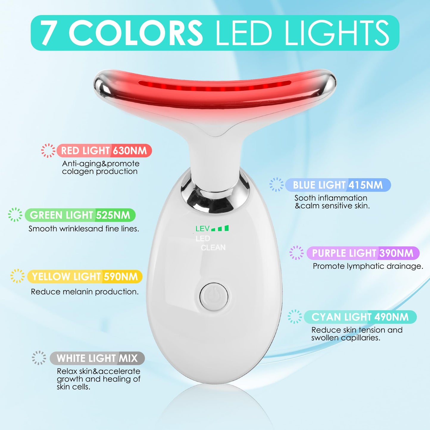 Facial Massager Red-Light-Therapy-for-Face and Neck, Face π² culpting Wand with 7 Color