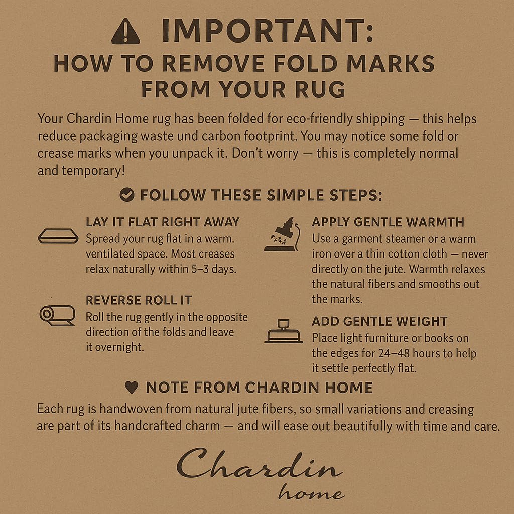 Chardin home 2x5 Jute Cotton Hand Woven Runner Rug, Natural Jute Braided Hallway mat, Boho, Rustic, Farmhouse, Vintage, Reversible Natural Fiber Rugs for Bedroom, Living Room, Kitchen,entryway