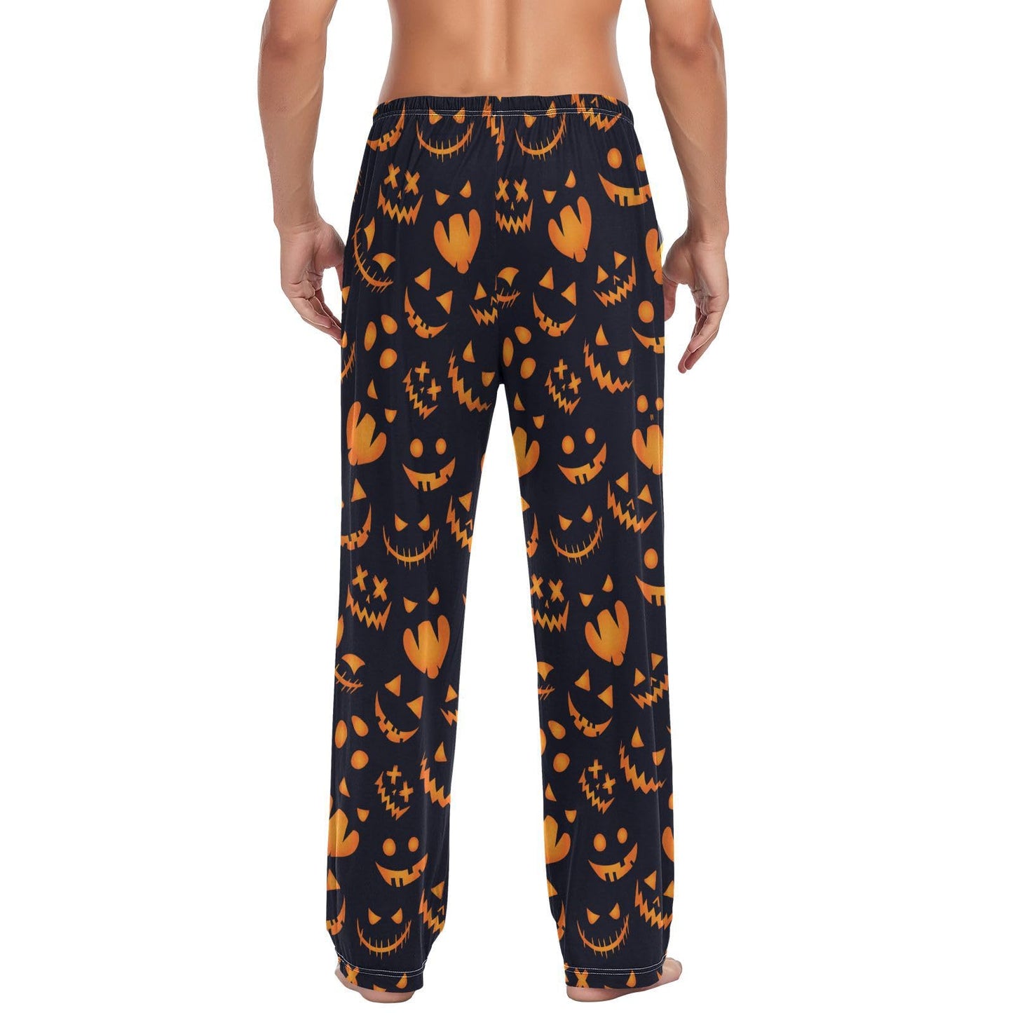 Pumpkin Halloween Pajama Pants Mens Lounge Pants Super Soft Men Pajama Bottoms with Drawstring Pockets Size M