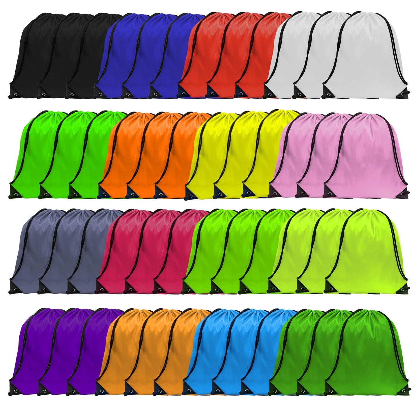 GoodtoU Drawstring Bags, Drawstring Backpack Nylon Backpack Draw String Bags Pack Bulk Cinch Sack Drawstring Gym Bag Drawstring Backpack for Sport, Traveling, Team (16 Colors, 48Pcs)