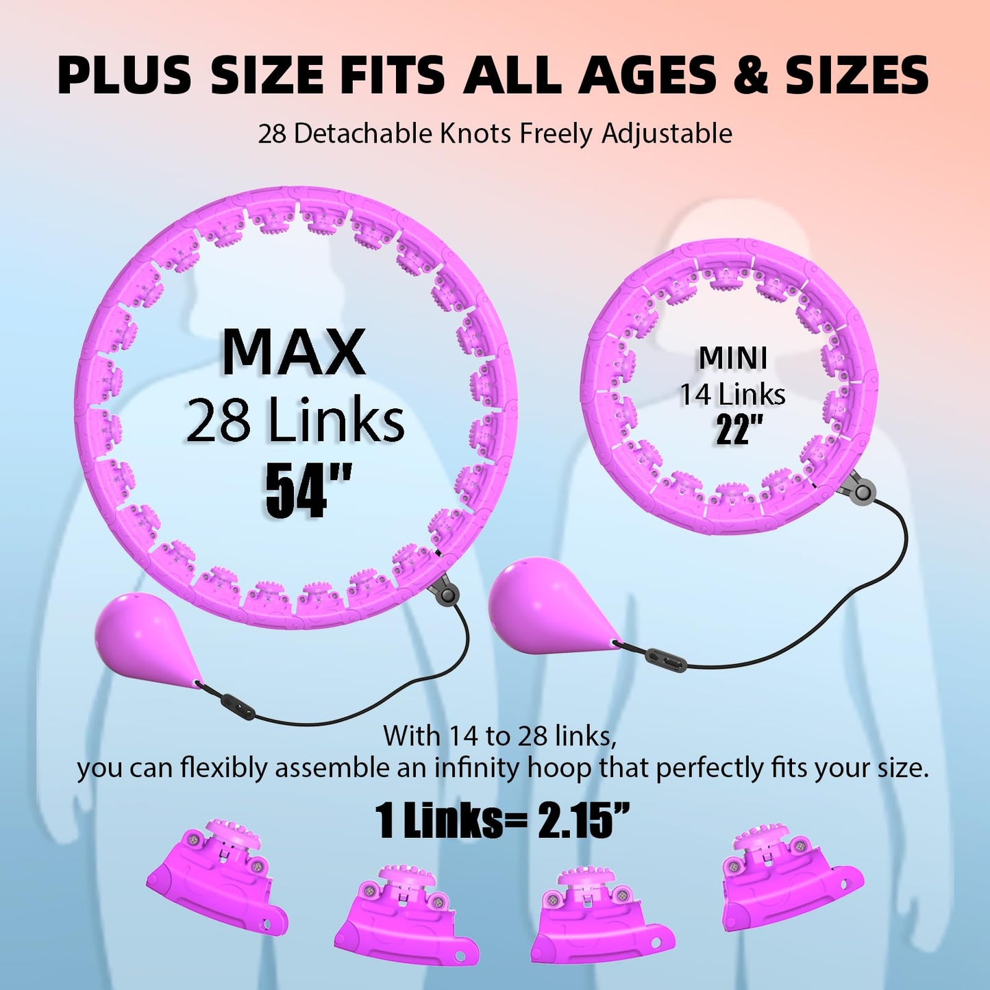 Argvsde Weighted Hula Infinity Fitness Hoop for Adult Weight Loss, 2 in 1 Smart Fitness Workout Hula Circle Hoops with 28 Detachable Knots, Exercise Fit Hoop Suitable for Women and Beginners