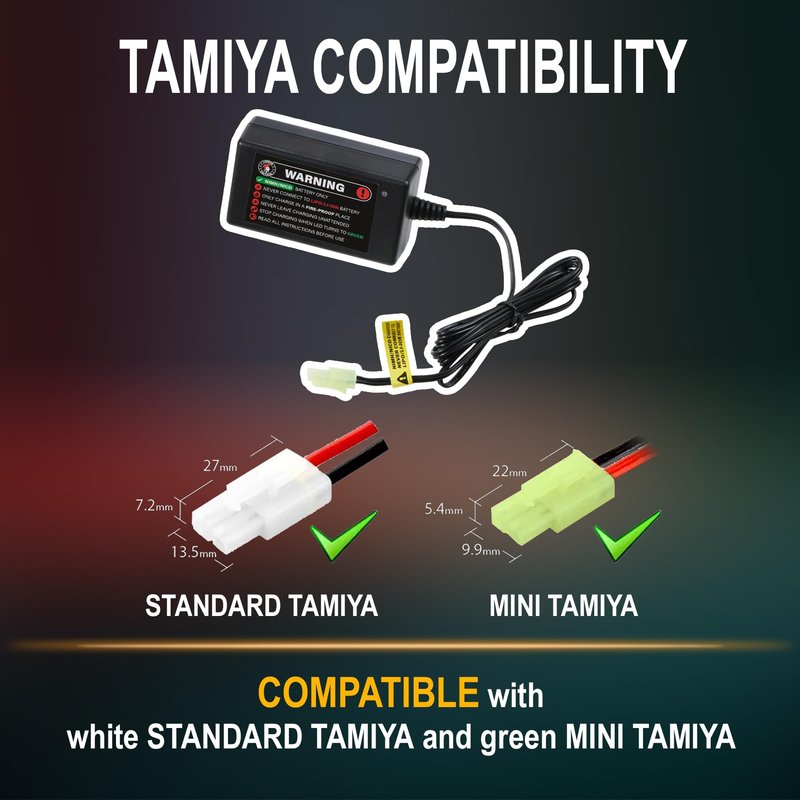 Lancer Tactical 8.4v Nunchuck Nimh Battery Pack with Smart Charger, 8.4v 1600 mAh Dean Connector with Compact Smart Charger