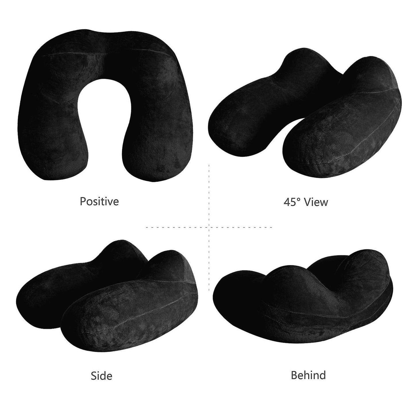 LUZWAY Inflatable Travel Pillow Neck Pillow Kits Ergonomic Soft Velvet Washable Pillowcase with Ear Plug and Eye Mask, Lightweight Sleeping Rest Cushion for Airplane, Car, and Train(2 pack)