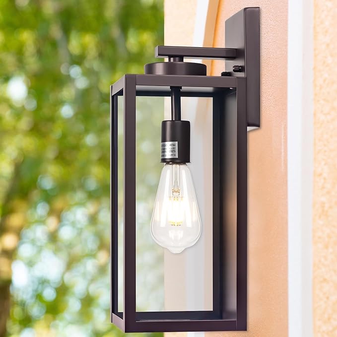 16-inch Oil-Rubbed Bronze Large Outdoor Wall Light Fixture, Brown Exterior Wall Lantern, Farmhouse Porch Sconce Lighting, Modern Outside Lights for House, Garage, Patio Lamp, 2 Packs