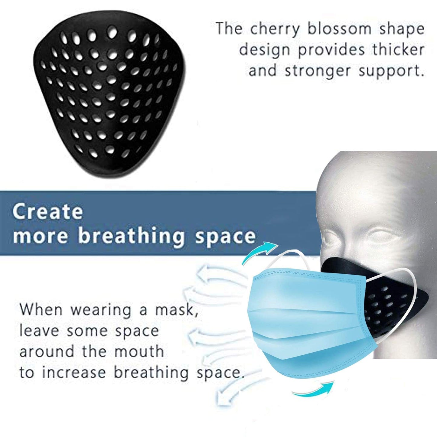 3D Mask Inner Bracket for Comfortable Mask Wearing-Internal Support Holder Frame for Balaclavas-Reusable Silicone Face Shell for Cosplay -Lower Half Face Protective for Airsoft/Paintball/BB Gun