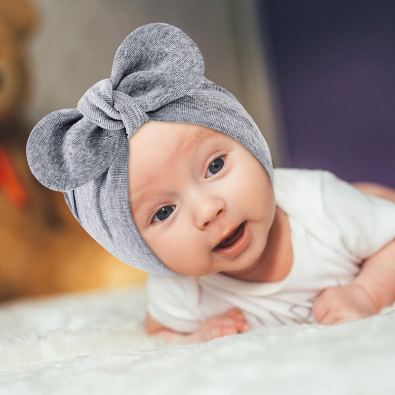 Century Star Baby Girl Beanie Hats Bow Knot Baby Bonnet Infant Toddler Hospital Hat Newborn Cotton Head Wrap Beanie Cap 2Pcs Pink&Beige One Size