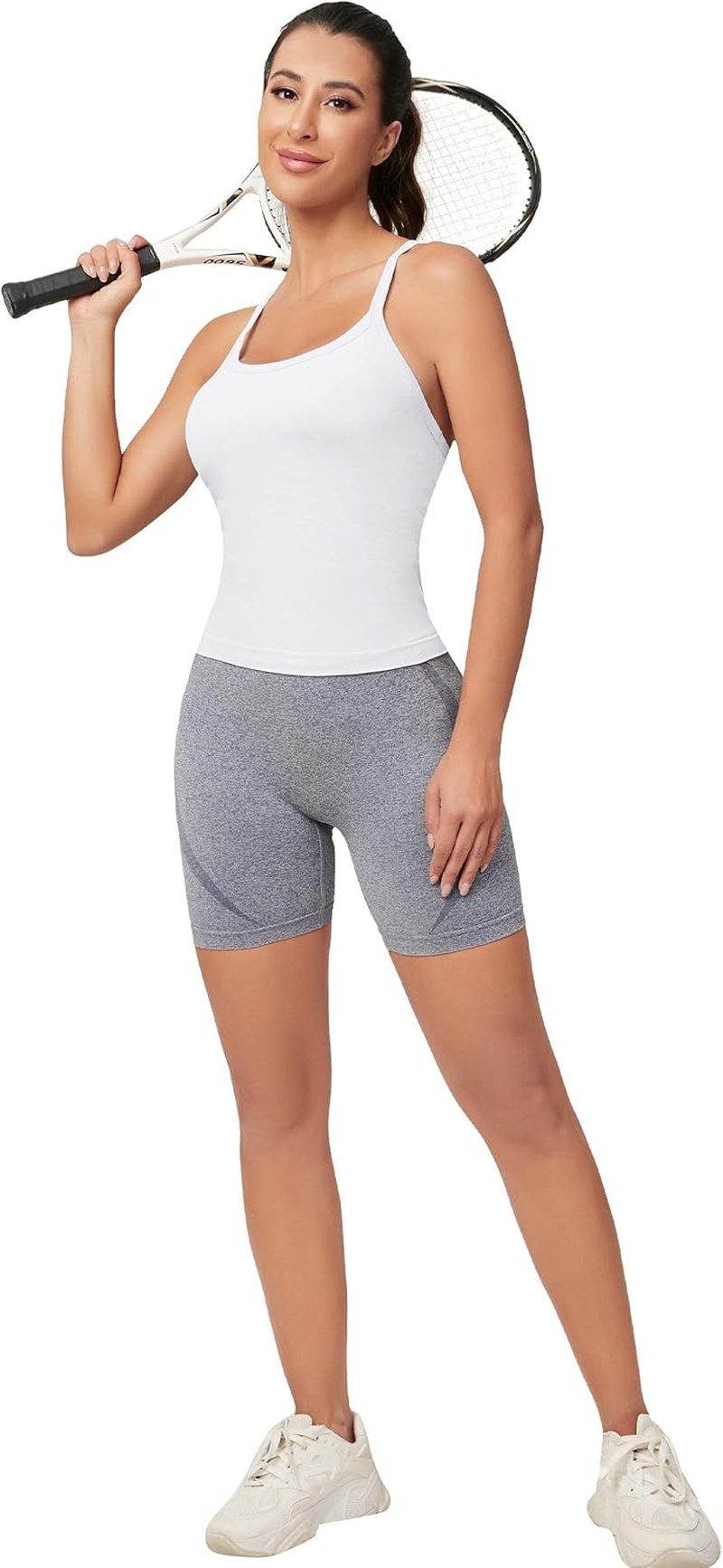Workout Tank Tops for Women - Built-In Bra Sleeveless Gym & Yoga Shirts | Seamless Racerback Design