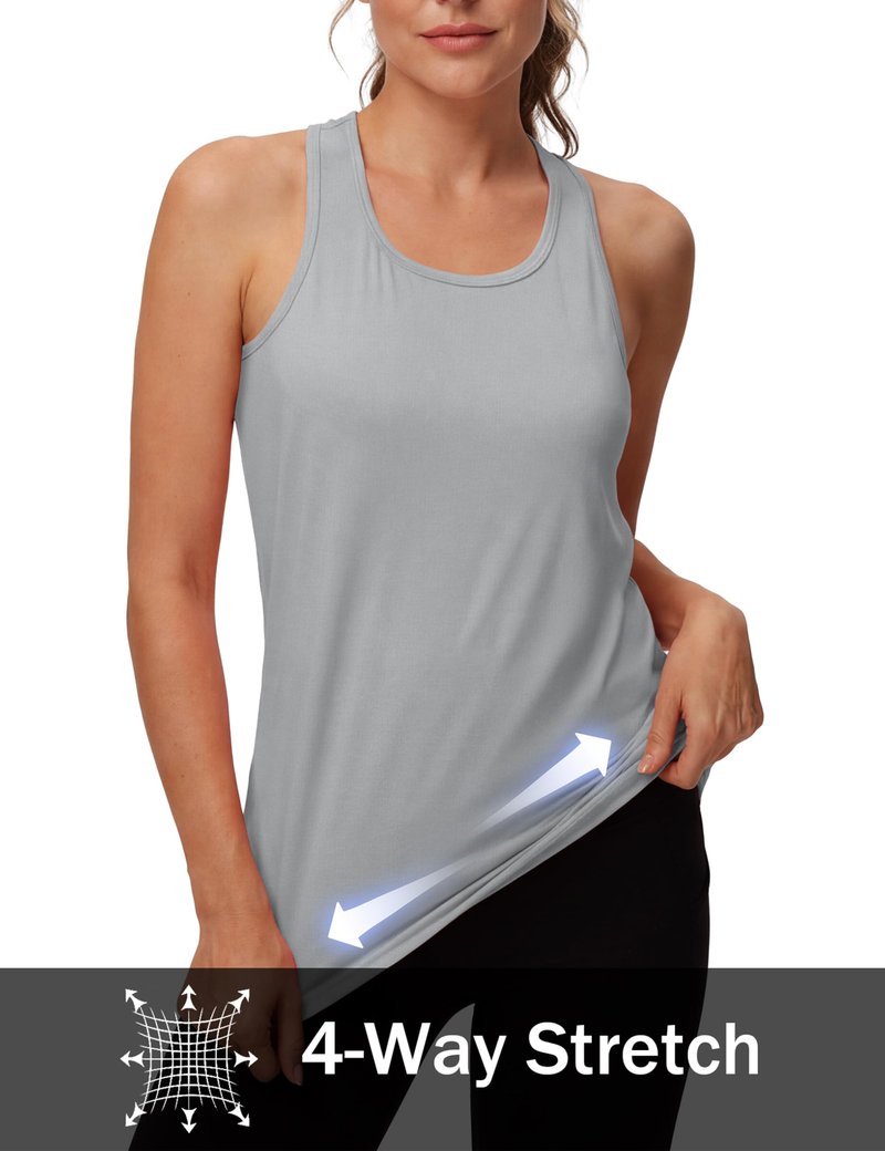 MAGCOMSEN 2 Pack Exercise Tank Tops for Women Moisture Wicking Shirts Razor Back Tanks Yoga Workout Top Gray+Orange M