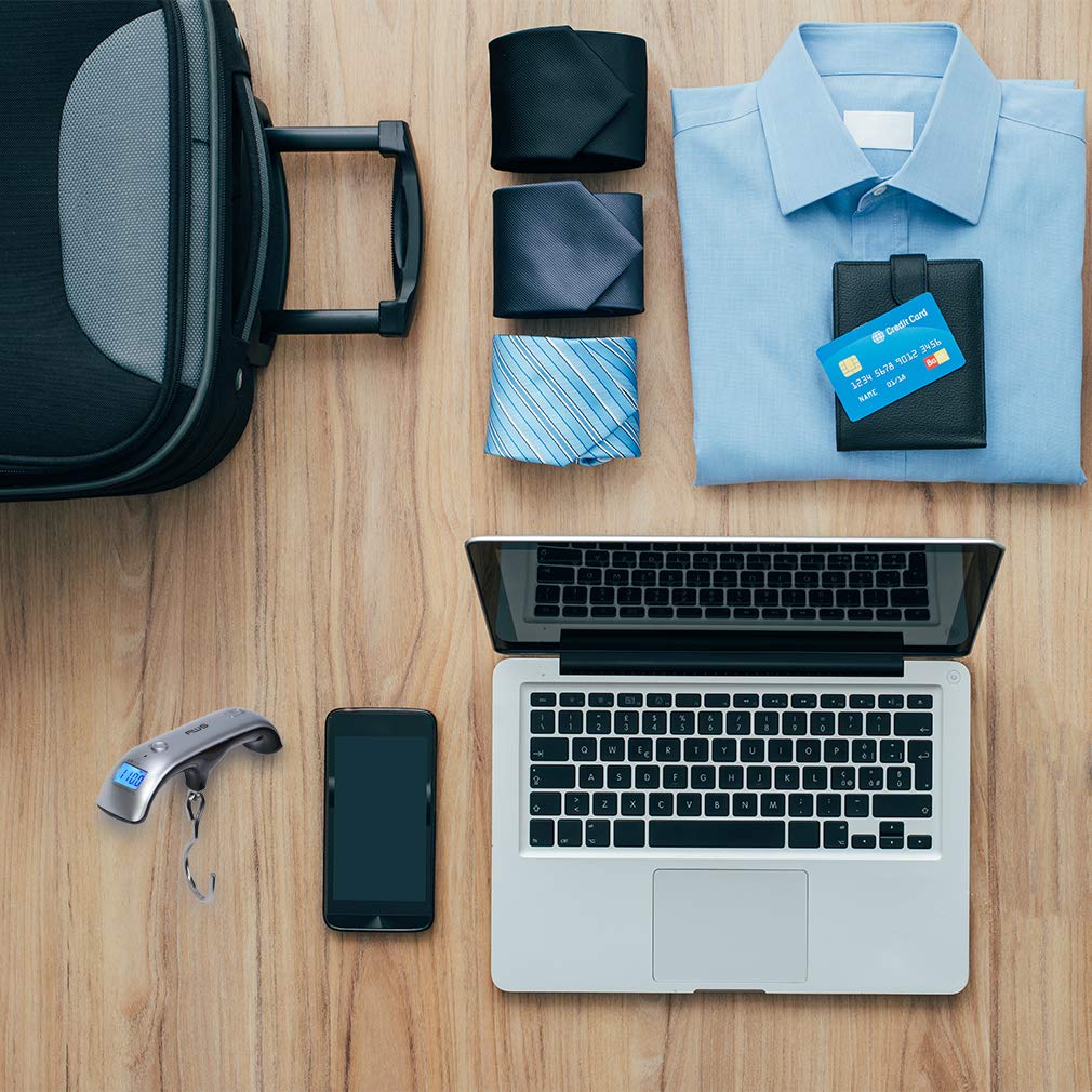 American Weigh Scales Digital Hanging Luggage Scale for Traveling or Weighing Suitcases, Backlit LCD Screen 110lbs x 0.2lbs, LS-110