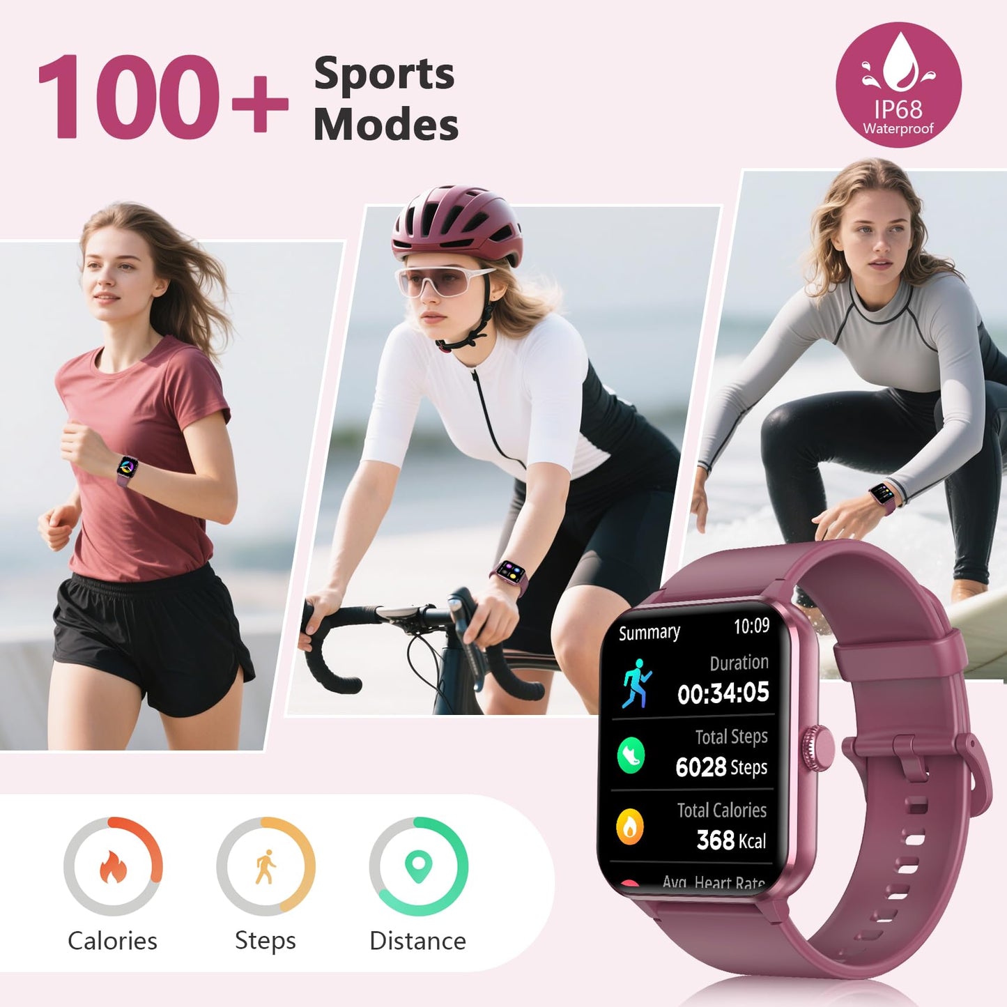Blackview 2025 Fitness Tracker (Answer/Make Calls), Smart Watch for Men and Women with Heart Rate/SpO2/Sleep Monitor/2 Straps, 100+ Sports Modes, IP68 Waterproof Activity Tracker for Android/iPhone