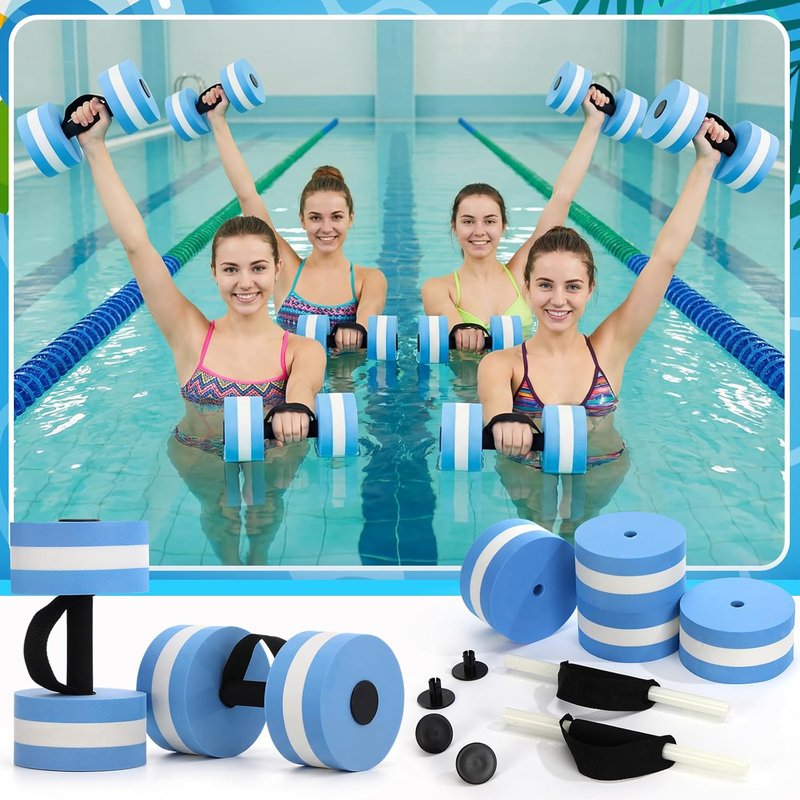 Water Dumbbells for Pool Exercise | EVA Foam Resistance Weights with Handle for Aqua Therapy & Fitness