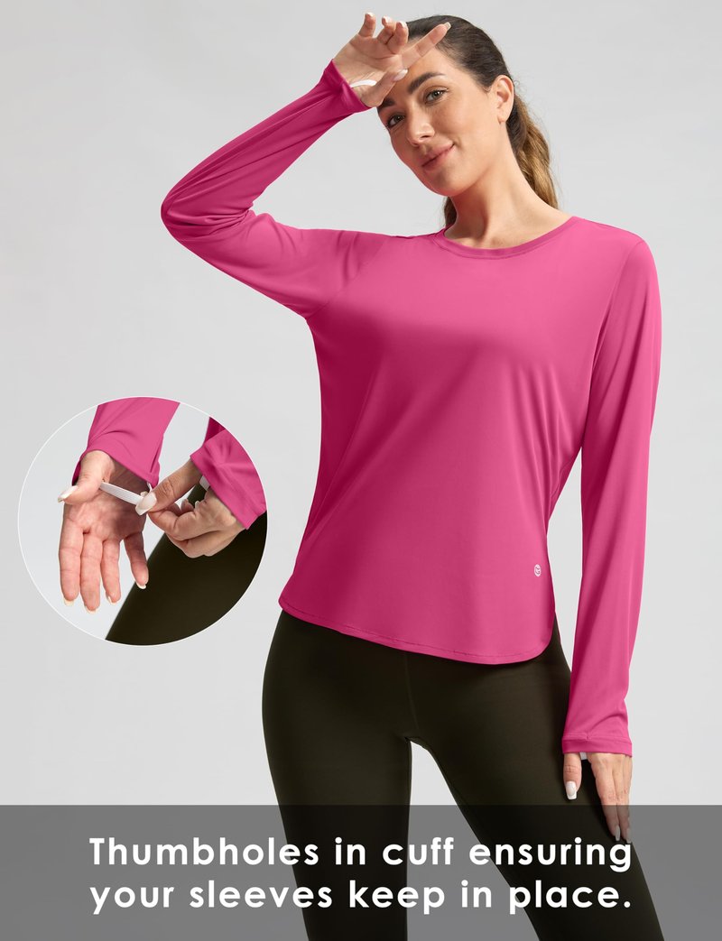 Women's Sun Shirts UPF 50+ Long Sleeve UV Protection Shirt Lightweight Quick Dry Workout Hiking Tops for Women(Granita Pink,XXXL)
