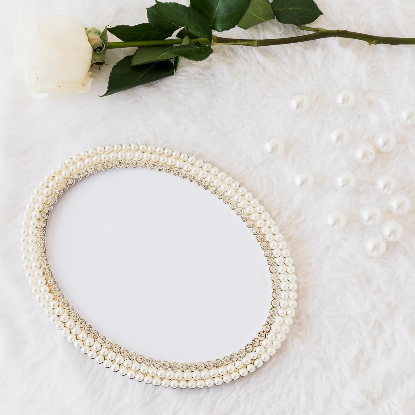 Flat Pearl Garland String 27 Yards, 6MM Half-Round Beaded Spool Roll Crafts for Wedding Decoration (Ivory)