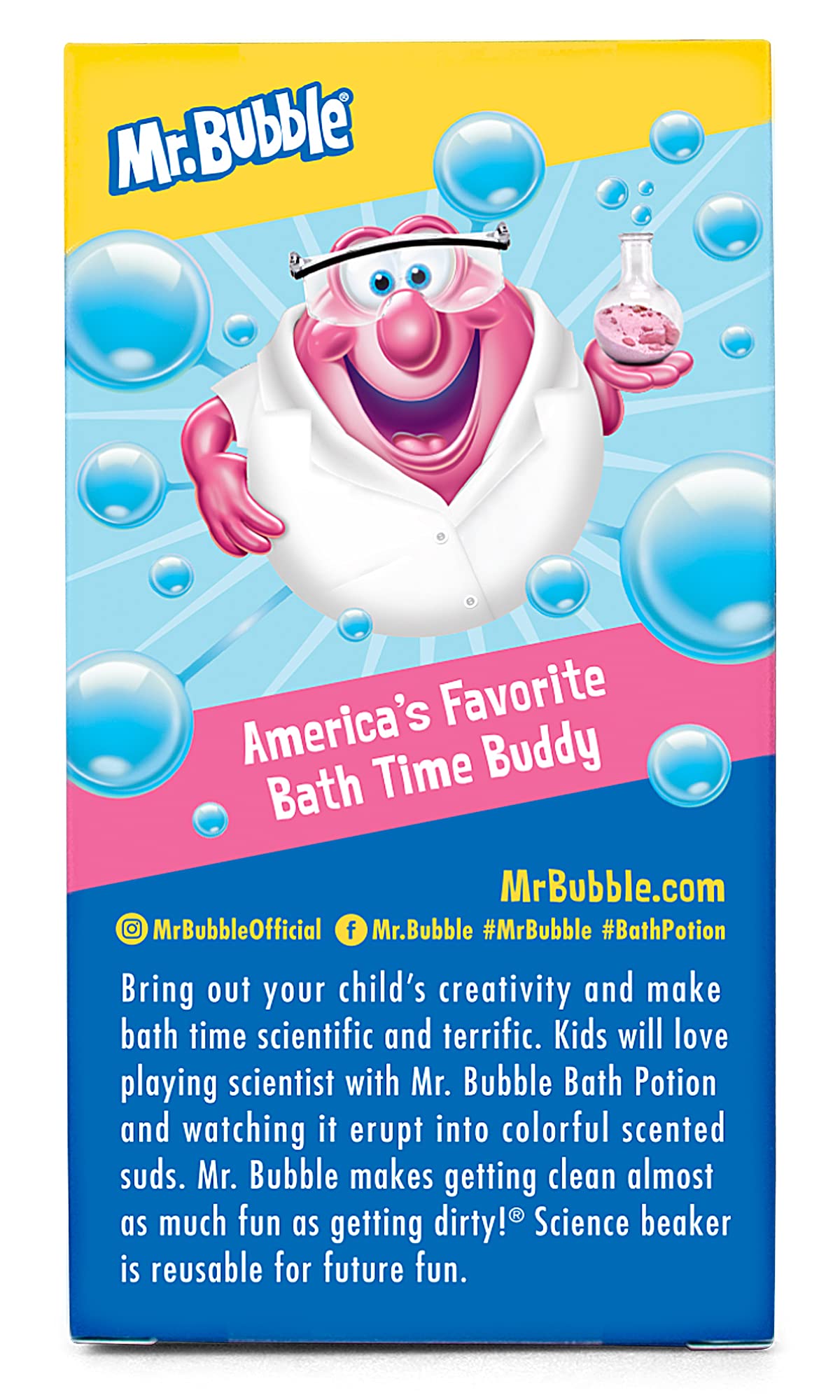 Mr. Bubble Kids Original Bath Bomb Potions - Colorful Fizzy Fun - Cool Foam and Bubble Science Beaker Bath Toys (Pack of 4)