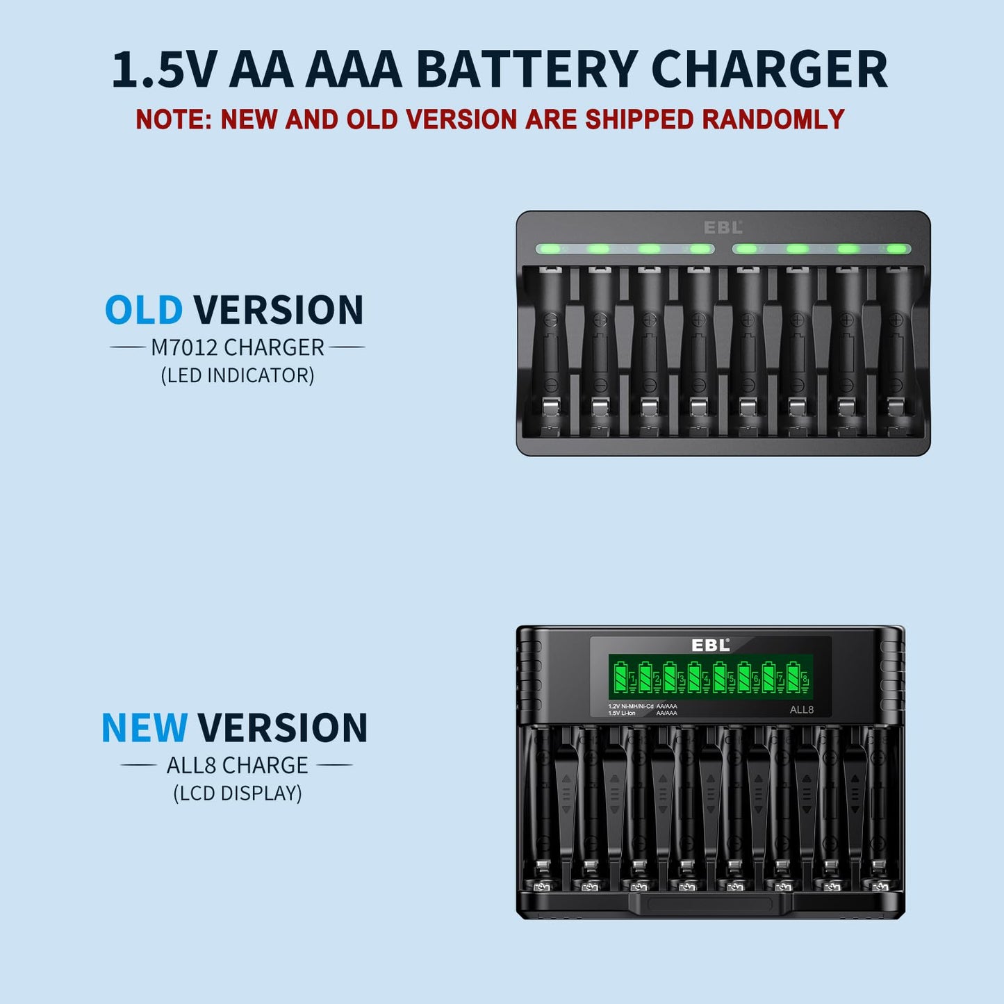 EBL 8 Pack Rechargeable Lithium AA Batteries, 1.5V 3000mWh Double a Batteries Long Lasting AA Li-ion Battery (8AA with Charger)