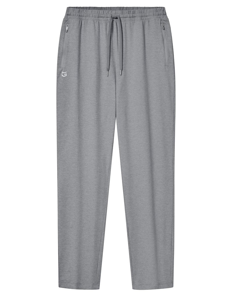 G Gradual Men's Sweatpants with Zipper Pockets Lightweight Athletic Workout Pants Soft Casual Lounge Sweat Pants for Mens(Platinum Heather, L)
